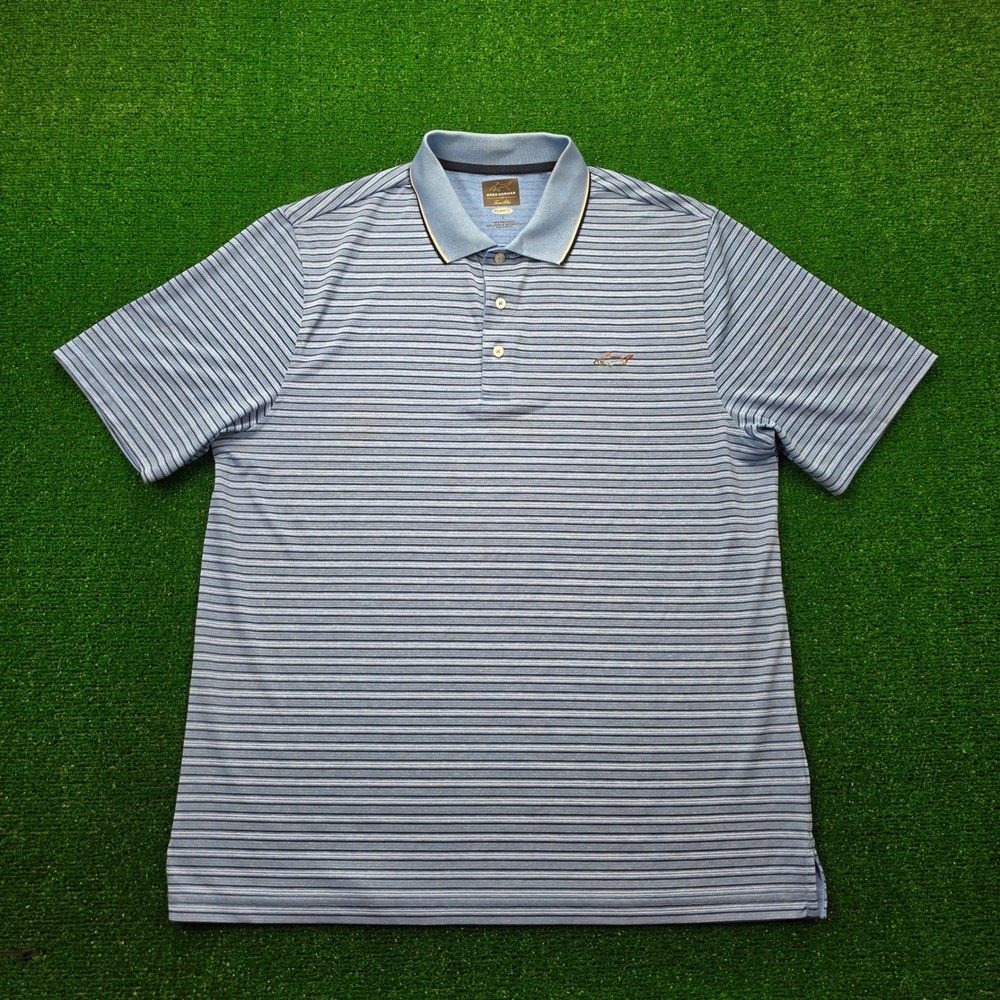 Greg Norman for Tasso Elba Play Dry Striped Performance Polo Shirt Mens Large